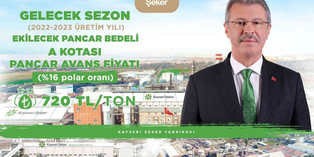 Kayseri Şeker 16 polar pancar bedelini 720 TL olarak belirledi