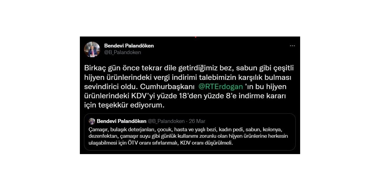 TESK Başkanı Palandöken: “Hijyen ürünlerindeki vergi indirimi talebimizin karşılık bulması sevindirici oldu”