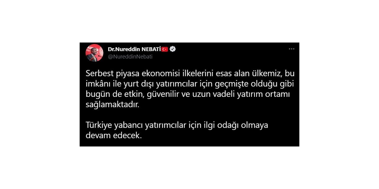 Bakan Nebati, yurt dışı yatırımcılarına yönelik tahsisli swap ile yatırım ortamı sağlanacağını duyurdu