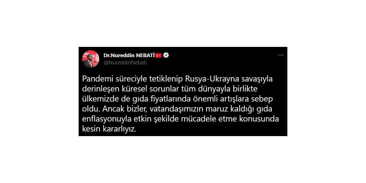 Bakan Nebati: “Vatandaşlarımızı gıda enflasyonuna karşı korumakta kararlıyız”